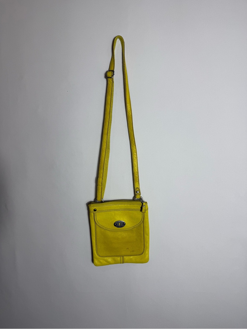 Fossil Yellow Leather Crossbody Bag